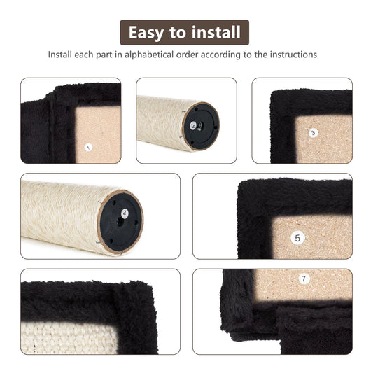 Cat Wall Shelves and Perches Set of 5, Sleeping Playing Lounging Climbing Cat Tree House for Multiple Cats, Black